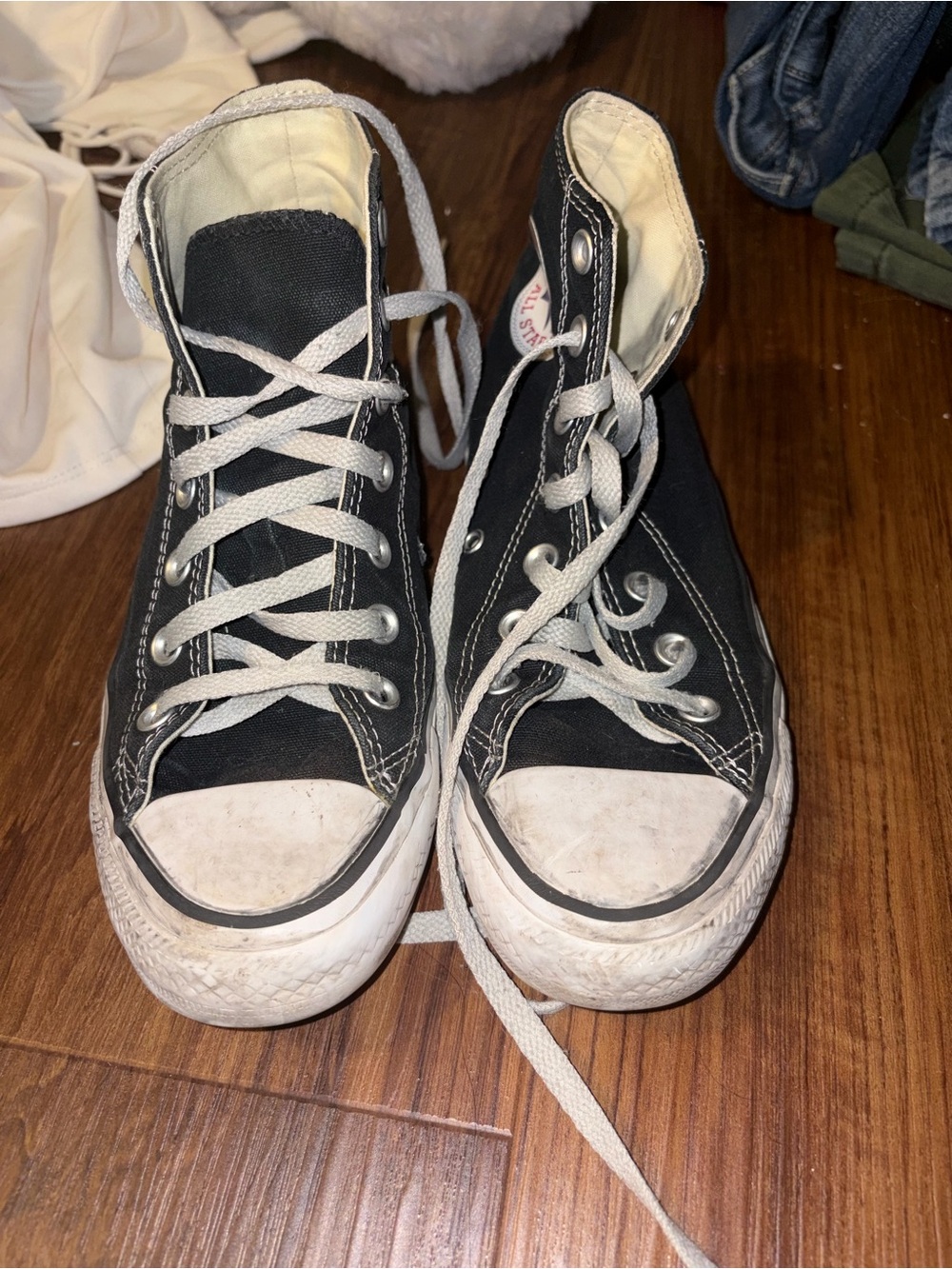 Converse Black and Cream High-Top Canvas Sneakers